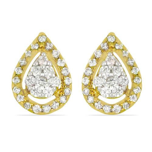 BUY 14K GOLD NATURAL WHITE DIAMOND GEMTONE HALO EARRINGS